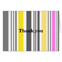Modern grey yellow pink stripes greeting card