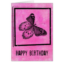 Modern Grunge Butterfly Birthday Card