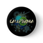 Modern Grunge Halftone California Button Dark