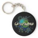 Modern Grunge Halftone California Keychain Dark
