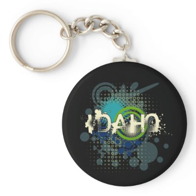 Modern Grunge Halftone Idaho Keychain Dark by MugUSA