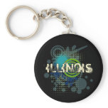 Modern Grunge Halftone Illinois Keychain Dark