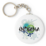 Modern Grunge Halftone Indiana Keychain