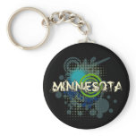 Modern Grunge Halftone Minnesota Keychain Dark