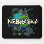 Modern Grunge Halftone Nebraska Mousepad Dark