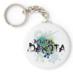 Modern Grunge Halftone North Dakota Keychain
