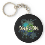 Modern Grunge Halftone Oregon Keychain Dark