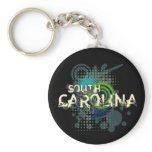 Modern Grunge Halftone South Carolina Keychain Dk