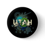 Modern Grunge Halftone Utah Button Dark