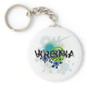 Modern Grunge Halftone Virginia Keychain