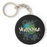 Modern Grunge Halftone Virginia Keychain Dark