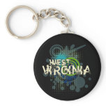 Modern Grunge Halftone West Virginia Keychain Dark