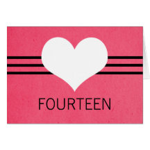Modern Heart Table Number Card, Pink
