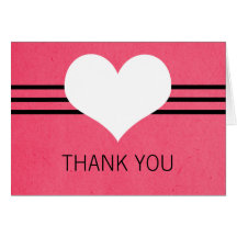 Modern Heart Thank You Card, Pink