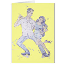 Modern Jive Ceroc Dancers Greeting Card