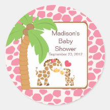 Modern Jungle Giraffe Safari Baby Shower Sticker