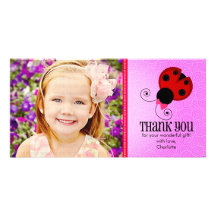 Modern Ladybug Personalised Thank You Customised Photo Card