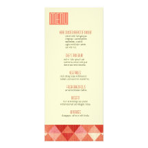 Modern Lines Wedding Menu coral Custom Invitation