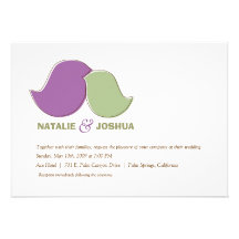 Modern Lovebirds, Sage and Lavender Invitation