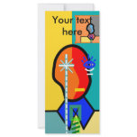 Modern man on yellow and blue rack cards