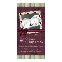 Modern Merry Christmas Polka Dots Photo Card