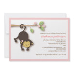 Modern Monkey Sweet Girl Baby Shower Invitation