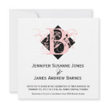 Modern Monogram B  Names Wedding Invitations