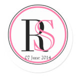 Modern Monogram Wedding Favour Label Pink Black stickers