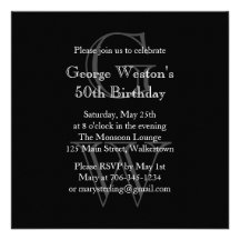 Modern Monogrammed Birthday Invitation  (black)