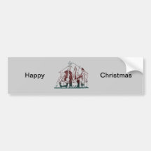 Modern Nativity Christmas Art Bumper Stickers