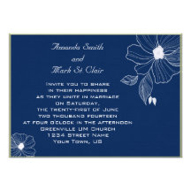 Modern Navy Blue and White Wedding Invitation