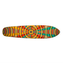 Modern orange green circles skate deck