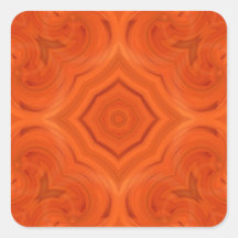 Modern orange wood pattern square stickers