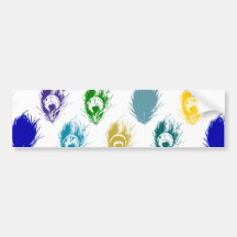 Modern Peacock feathers print art Bumper Sticker