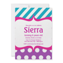 Modern Pink on Hot Pink Teal Polka dot Invitation