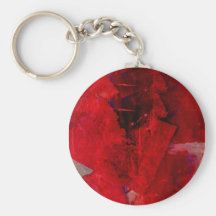 Modern Red Abstract Painting Art Key Chain