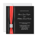Modern Red Black Black Wedding Personalized Invites