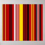 Modern red black yellow and white stripes posters