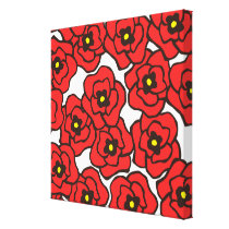 Modern Red Poppies Floral Print Canvas Wall Art Canvas Prints