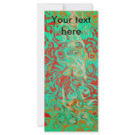 Modern red psychedelic on green background rack cards