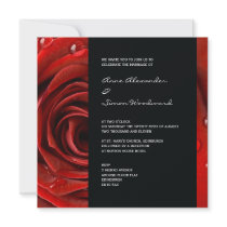 Modern Red Rose Wedding Invitation