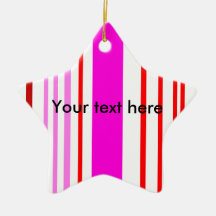 Modern red white and pink stripes christmas ornaments