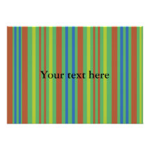 Modern red yellow blue stripes on green personalised invitation