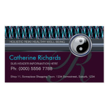 Modern Reiki YinYang Teal+Plum Sparkle Pattern Business Card
