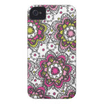Modern Retro Henna Look Flowers Case-Mate iPhone 4 Cases