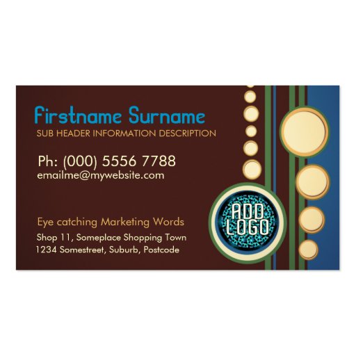 Modern Retro w/ Logo or Photo Business Per Business Cards