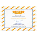 Modern ribbon orange stripe graduation invitation