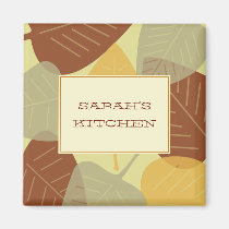 Modern scattered leaves autumn custom kitchen magnets