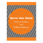 Modern Stripes Save the Date Postcard, Orange