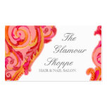 Modern Swirl Flourish Business Card Tangerine Pink